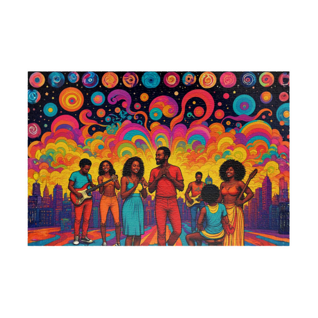 Music Art Puzzle 500 Piece Colorful Band Puzzle, Creative Abstract Puzzle for Adults