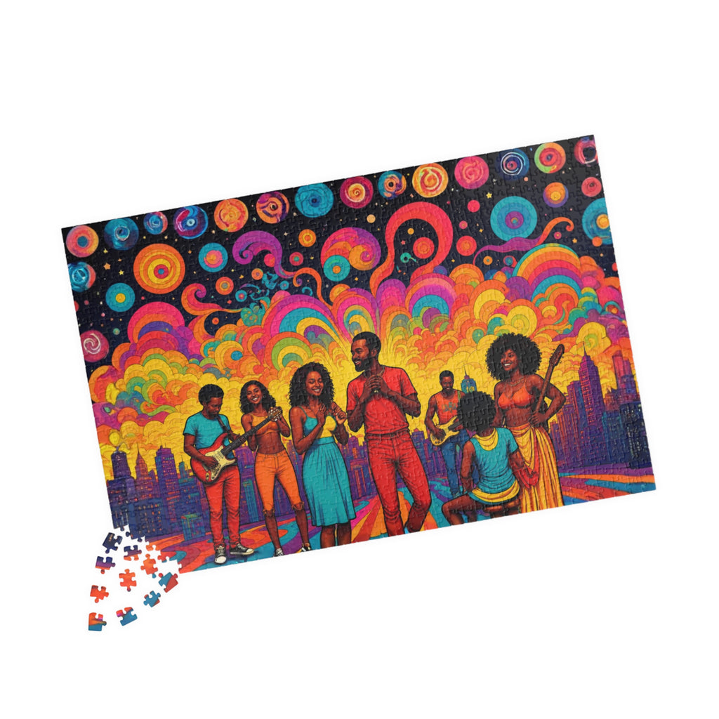 Music Art Puzzle 500 Piece Colorful Band Puzzle, Creative Abstract Puzzle for Adults