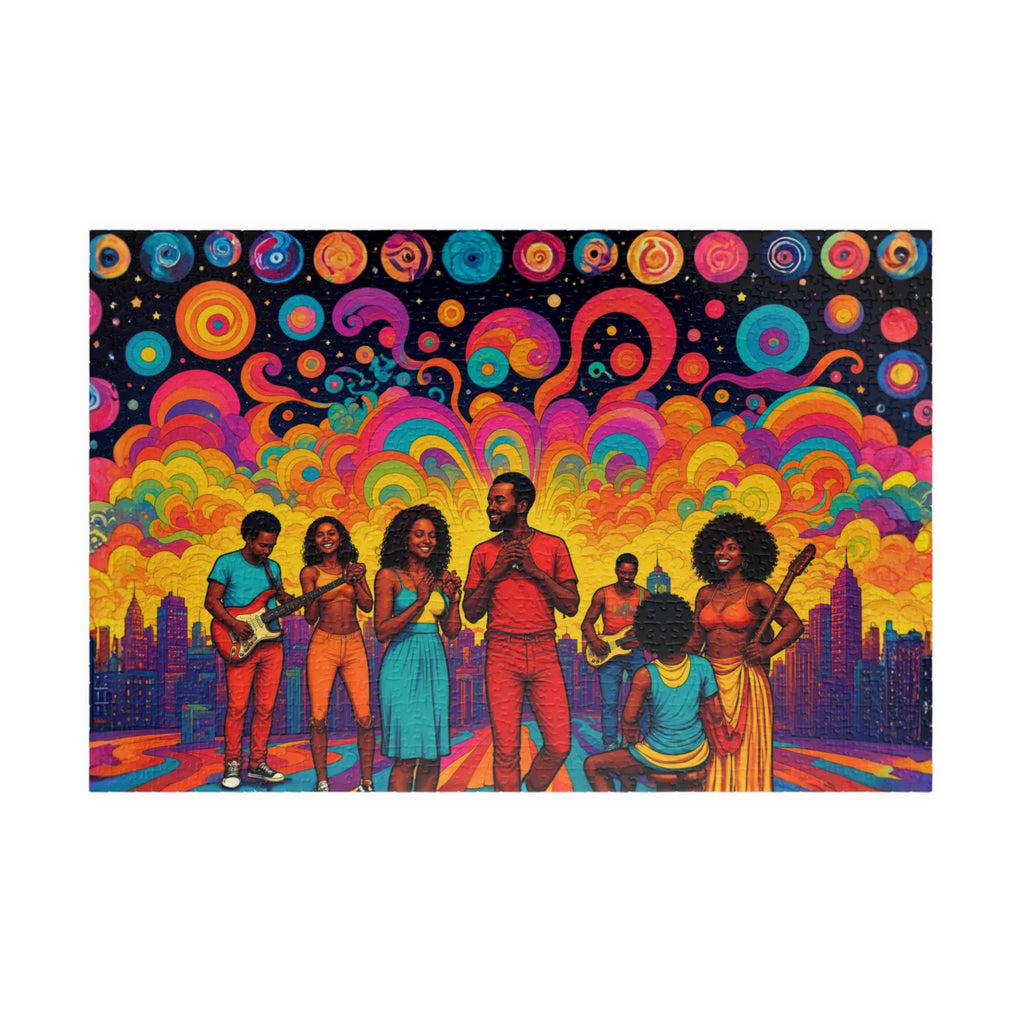Music Art Puzzle 500 Piece Colorful Band Puzzle, Creative Abstract Puzzle for Adults