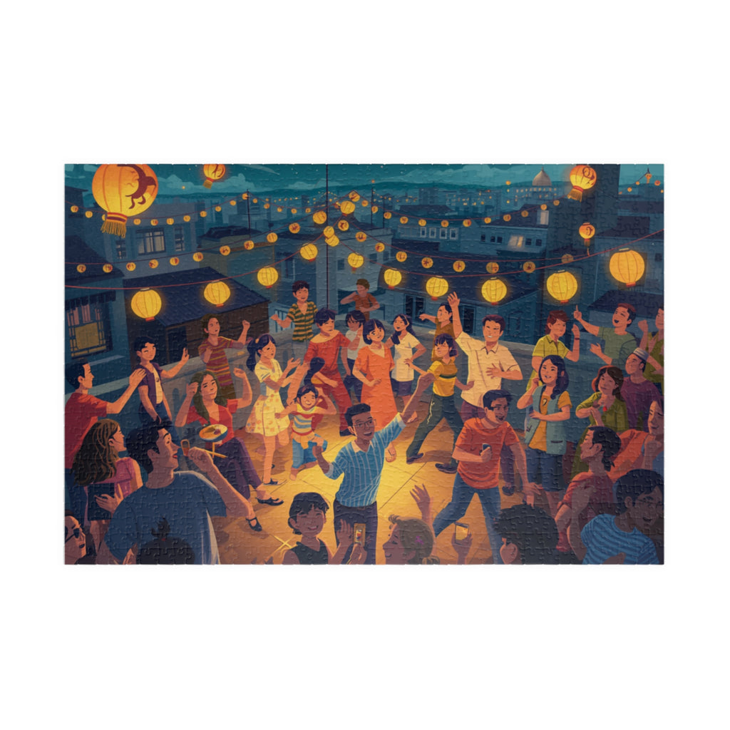 Lantern Festival Puzzle 500 or 1000 Piece Night Celebration Puzzle, Cultural Art Puzzle, Gift for Adults