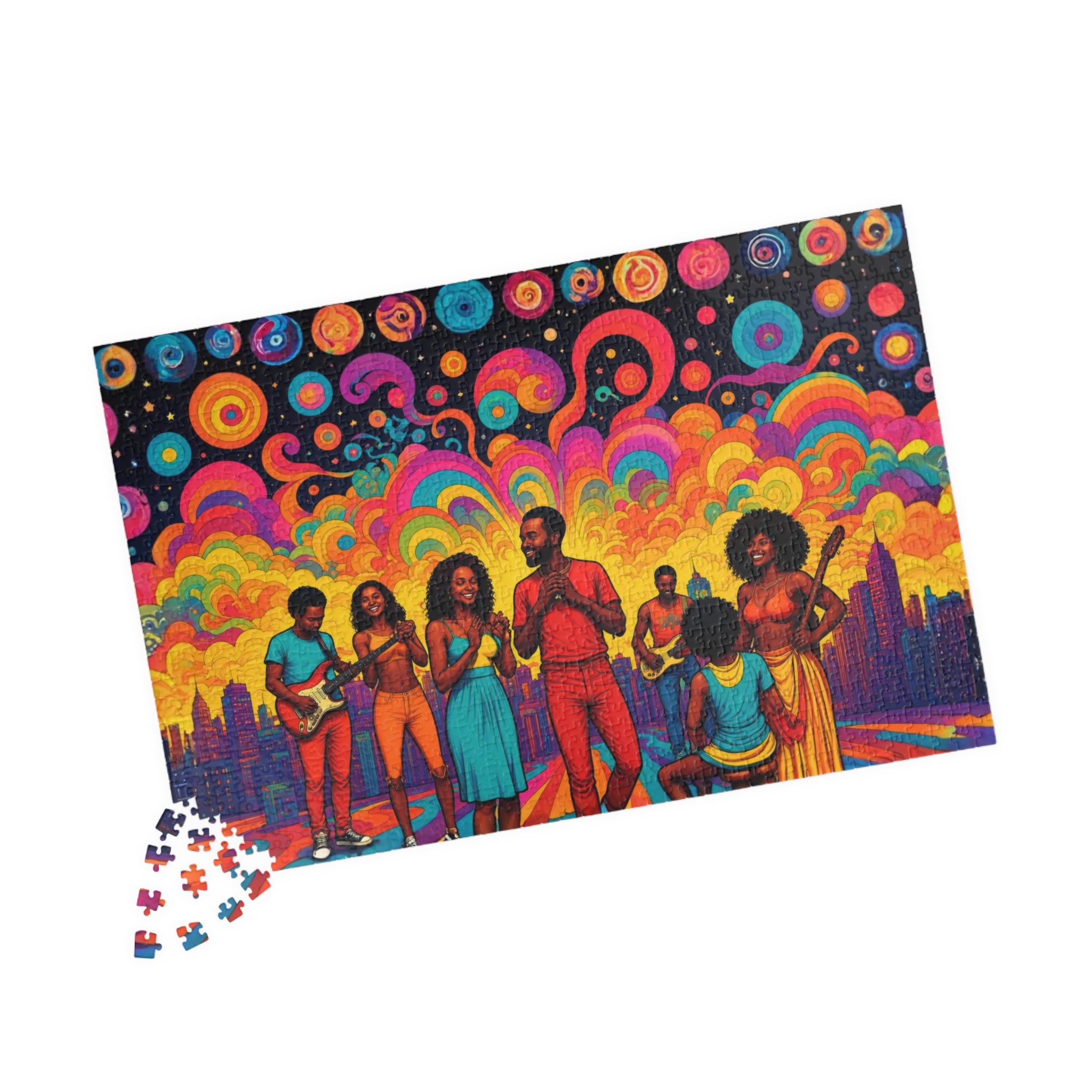 Music Art Puzzle 500 Piece Colorful Band Puzzle, Creative Abstract Puzzle for Adults