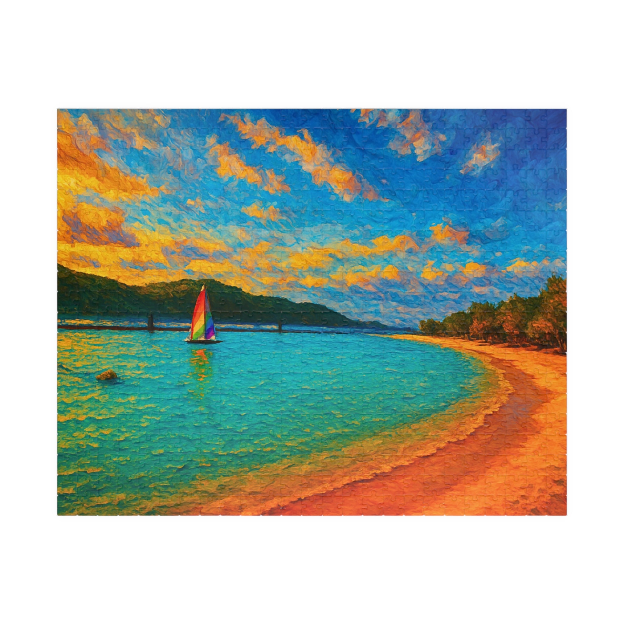Abstract Landscape Puzzle 500 or 1000 Piece, Colorful Horizon Art Jigsaw Puzzle for Adults