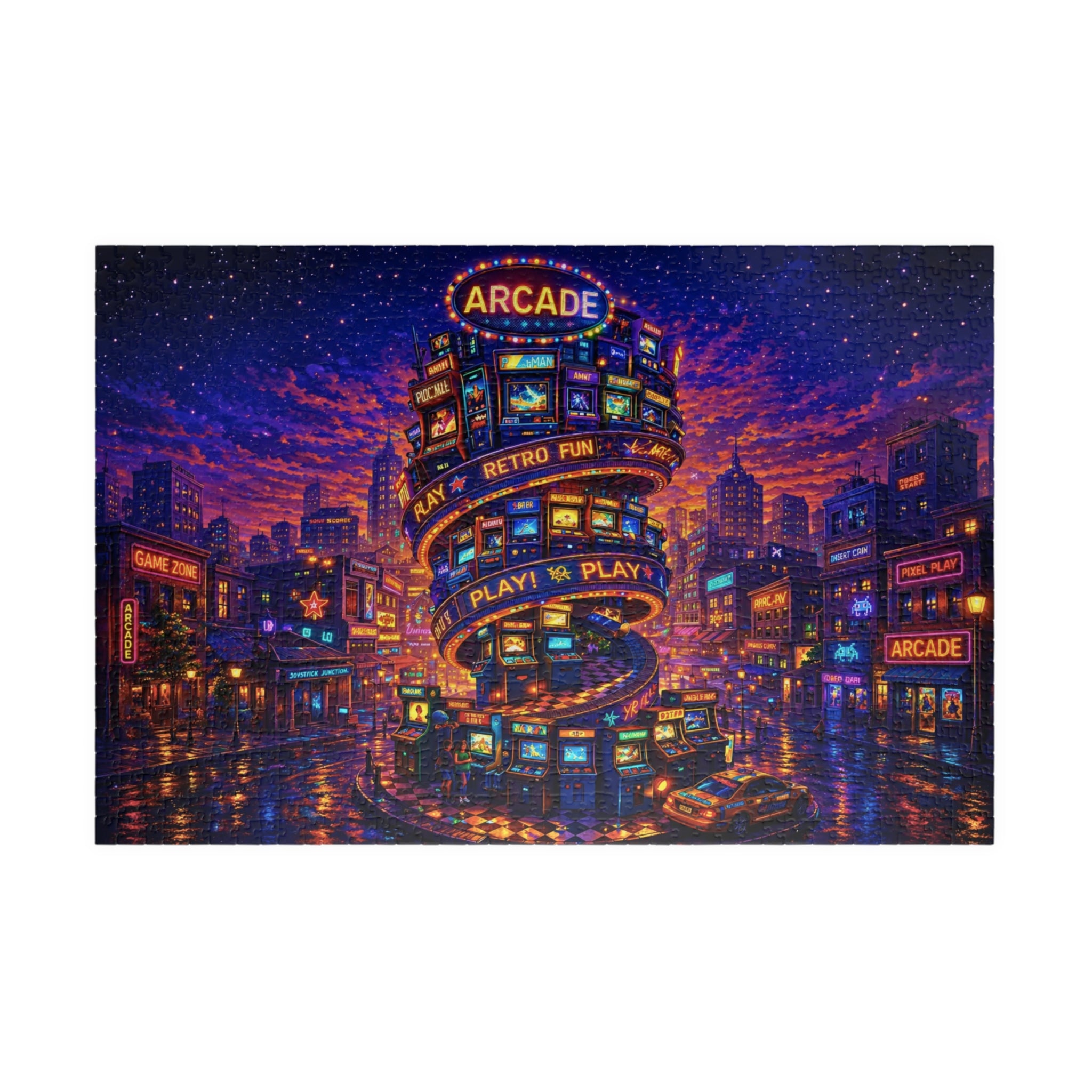 Retro Arcade Puzzle – Colorful 1000 Piece Jigsaw Puzzle for Adults, Neon Game Night Puzzle