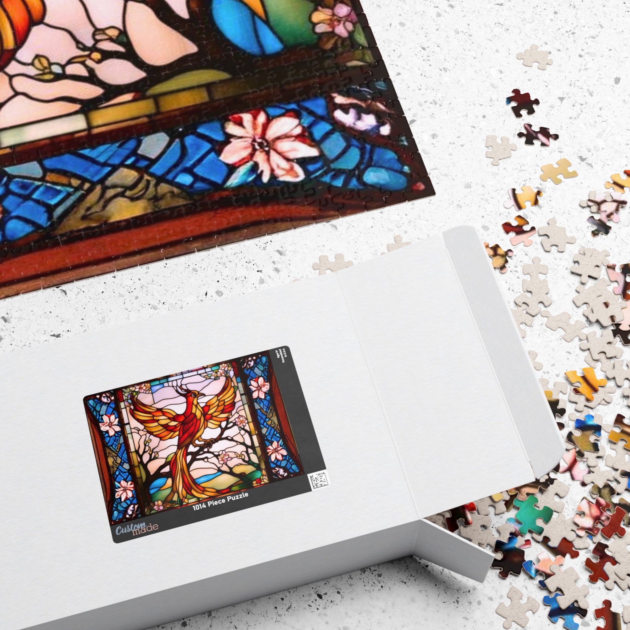 Phoenix Jigsaw Puzzle 500 or 1000 Piece Stained Glass Art Puzzle, Mythical Bird Puzzle, Unique Gift