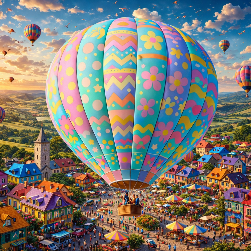 Hot Air Balloon Puzzle 500 or 1000 Piece, Pastel Sky Landscape Jigsaw Puzzle, Dreamy Travel Art Puzzle