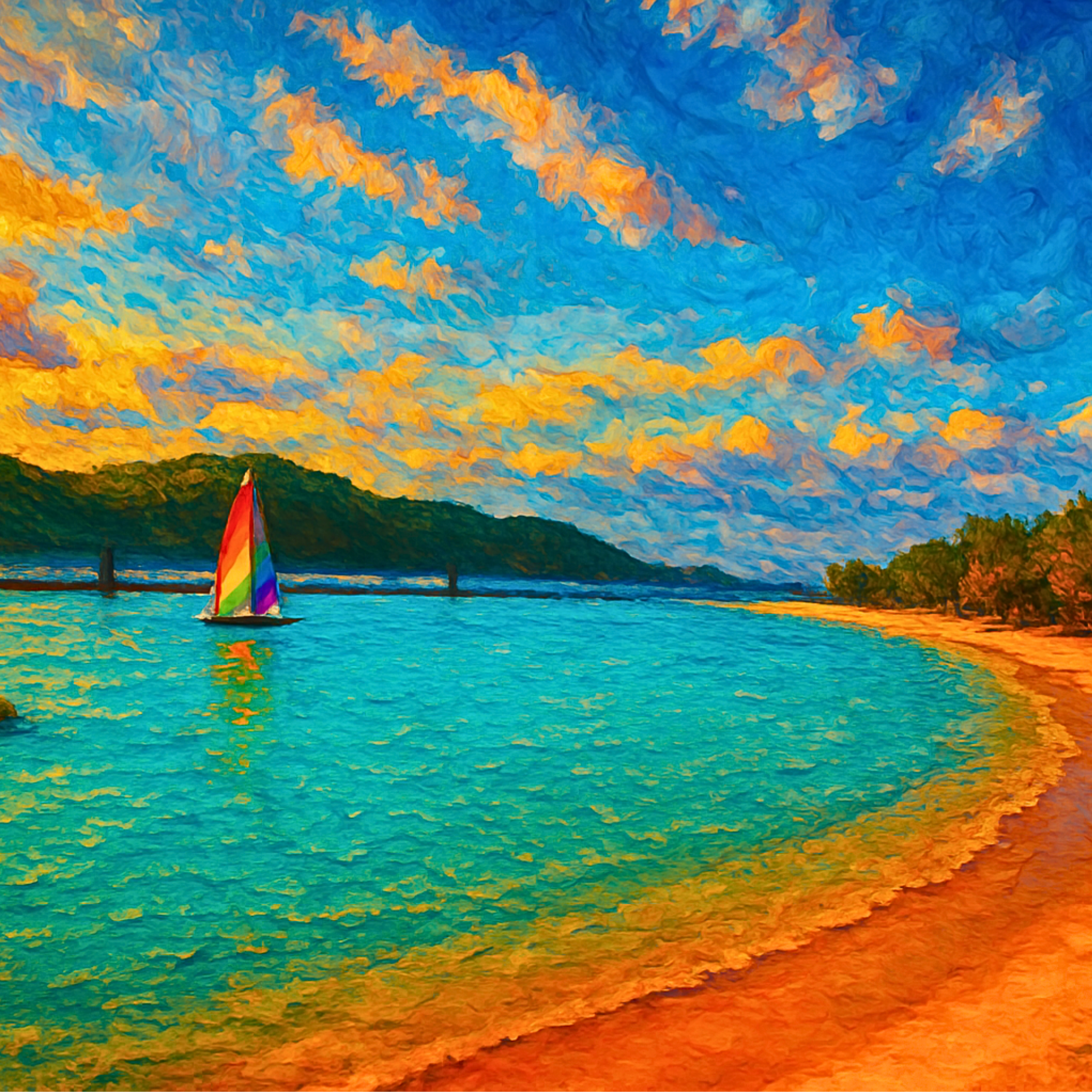 Abstract Landscape Puzzle 500 or 1000 Piece, Colorful Horizon Art Jigsaw Puzzle for Adults