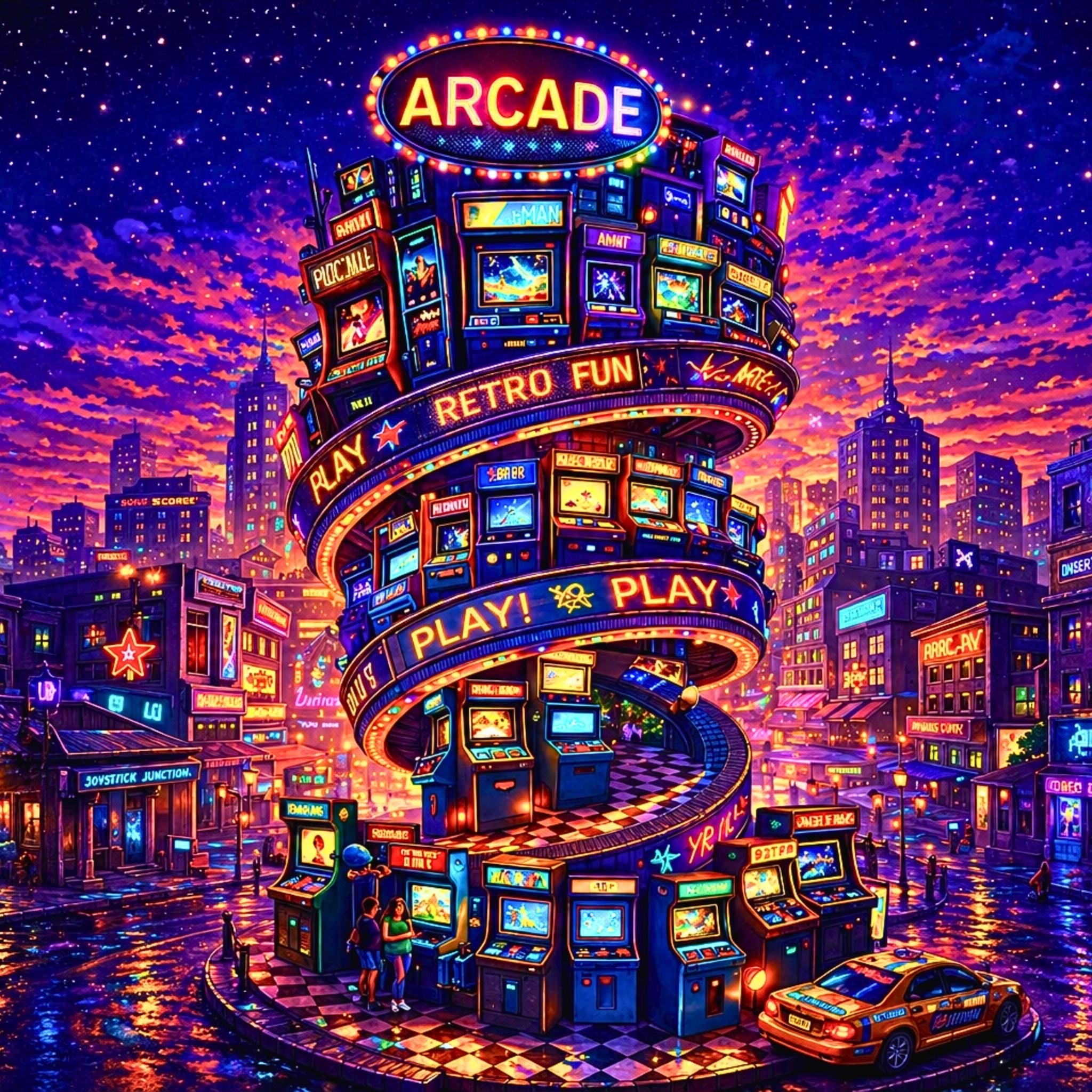 Retro Arcade Puzzle – Colorful 1000 Piece Jigsaw Puzzle for Adults, Neon Game Night Puzzle