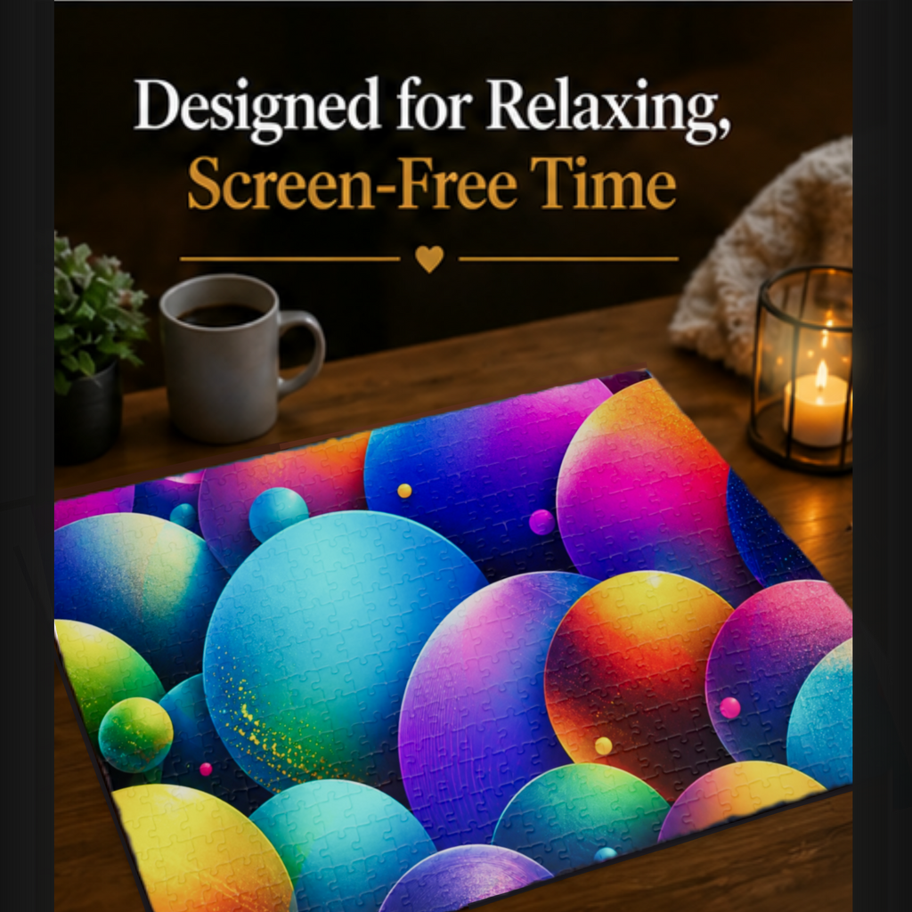 Colorful Abstract Sphere Puzzle, Vibrant Rainbow Orb Jigsaw Puzzle, Modern Art Puzzle, Bright Geometric Puzzle, 500 or 1000 Pieces