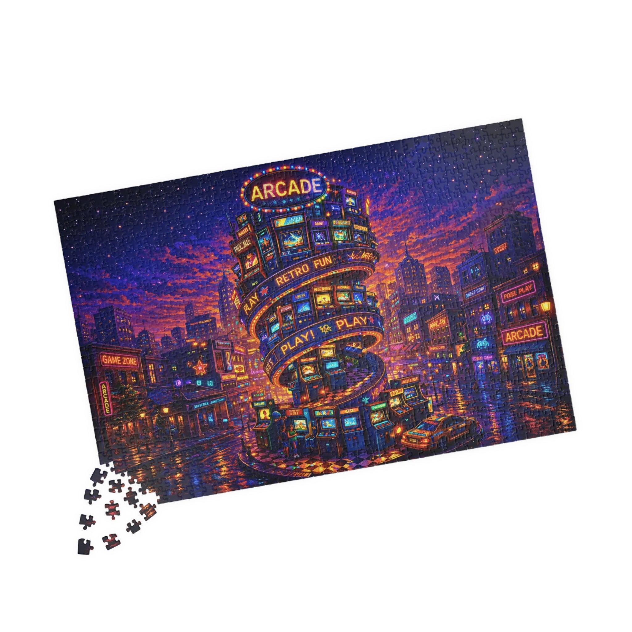 Retro Arcade Puzzle – Colorful 1000 Piece Jigsaw Puzzle for Adults, Neon Game Night Puzzle