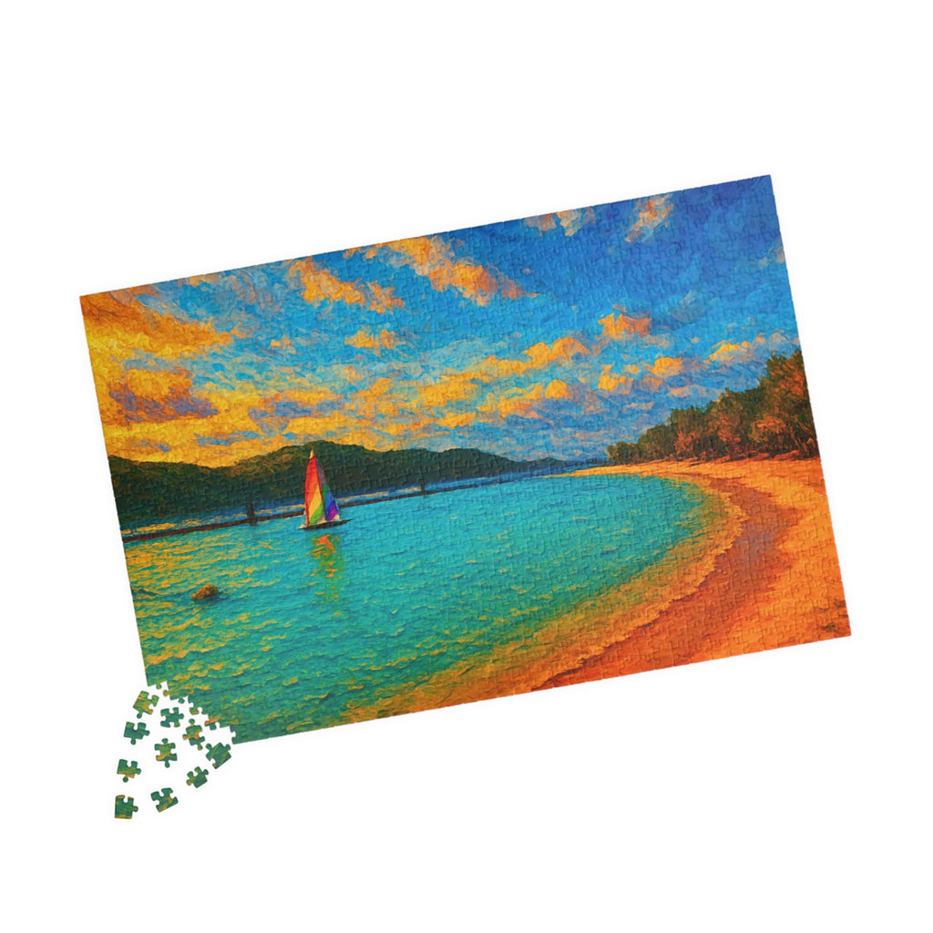 Abstract Landscape Puzzle 500 or 1000 Piece, Colorful Horizon Art Jigsaw Puzzle for Adults
