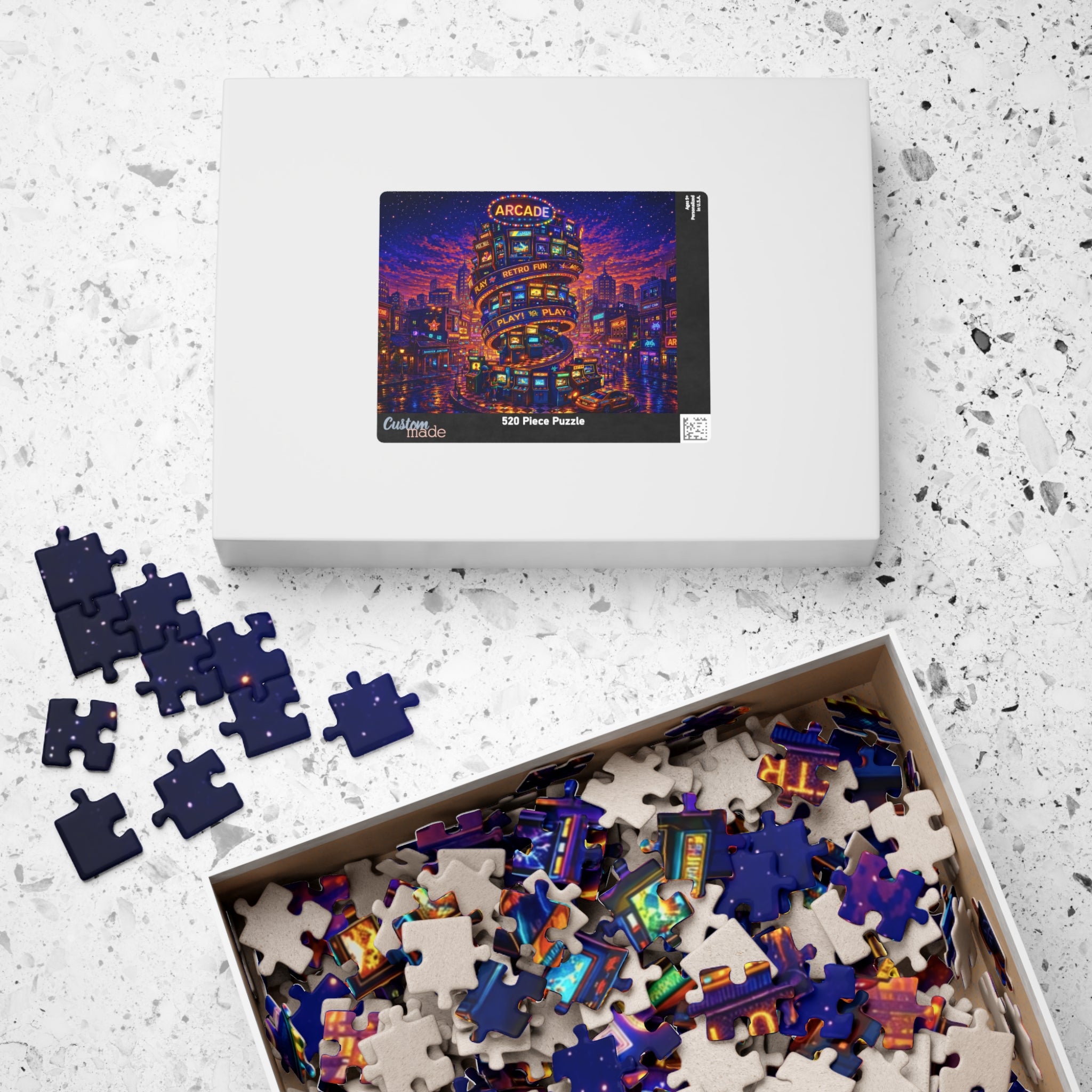 Retro Arcade Puzzle – Colorful 1000 Piece Jigsaw Puzzle for Adults, Neon Game Night Puzzle