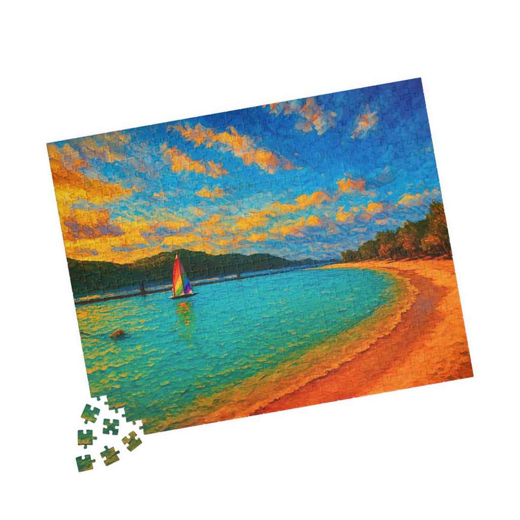Abstract Landscape Puzzle 500 or 1000 Piece, Colorful Horizon Art Jigsaw Puzzle for Adults
