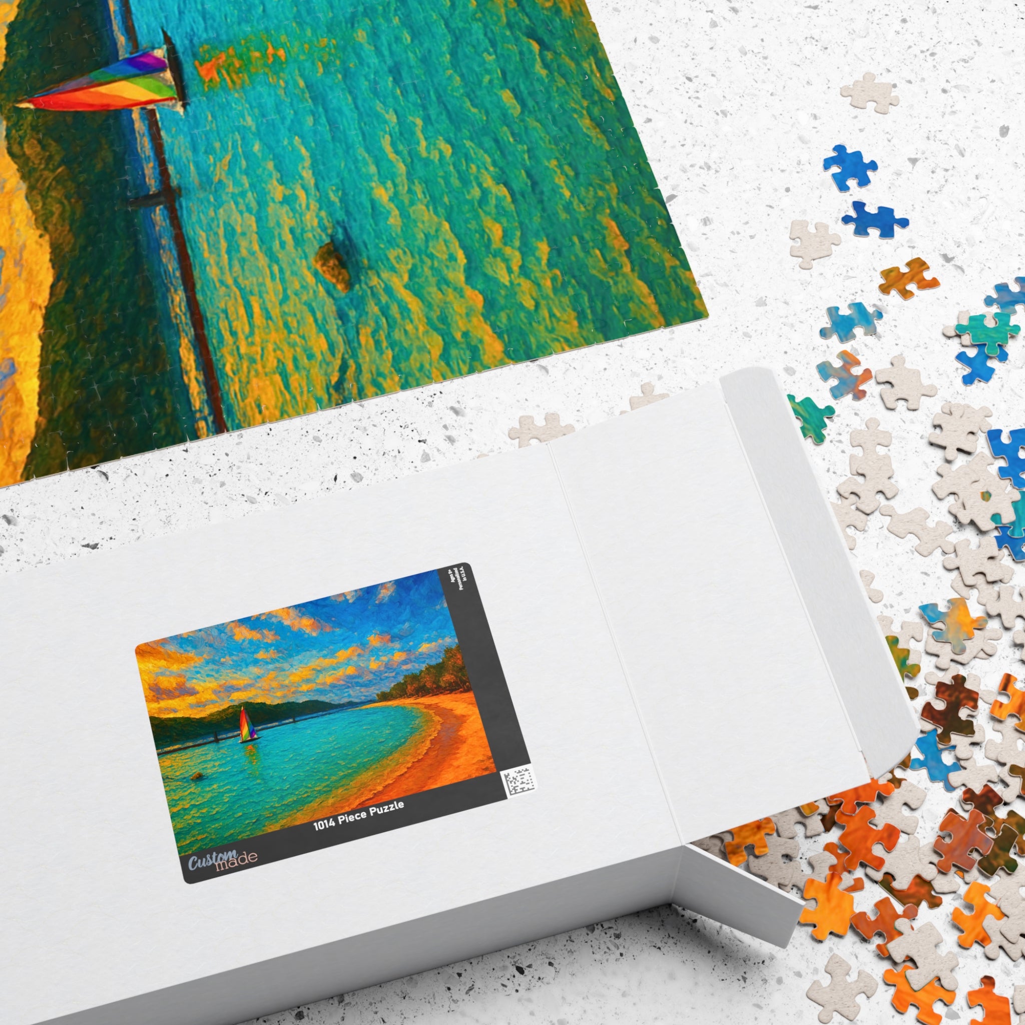 Abstract Landscape Puzzle 500 or 1000 Piece, Colorful Horizon Art Jigsaw Puzzle for Adults