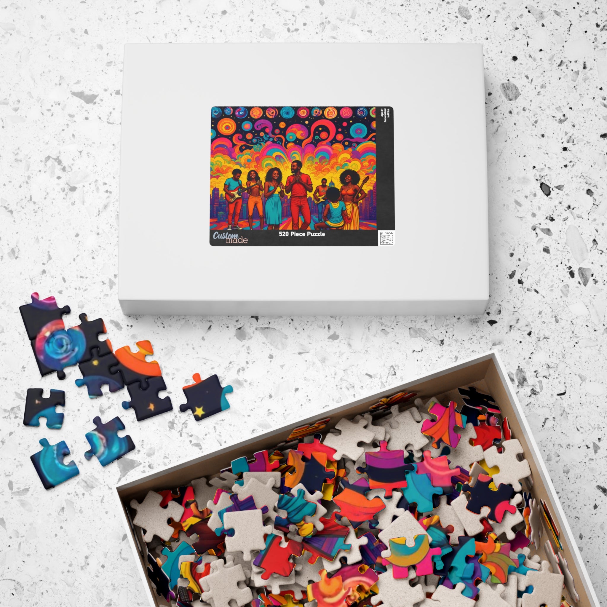 Music Art Puzzle 500 Piece Colorful Band Puzzle, Creative Abstract Puzzle for Adults
