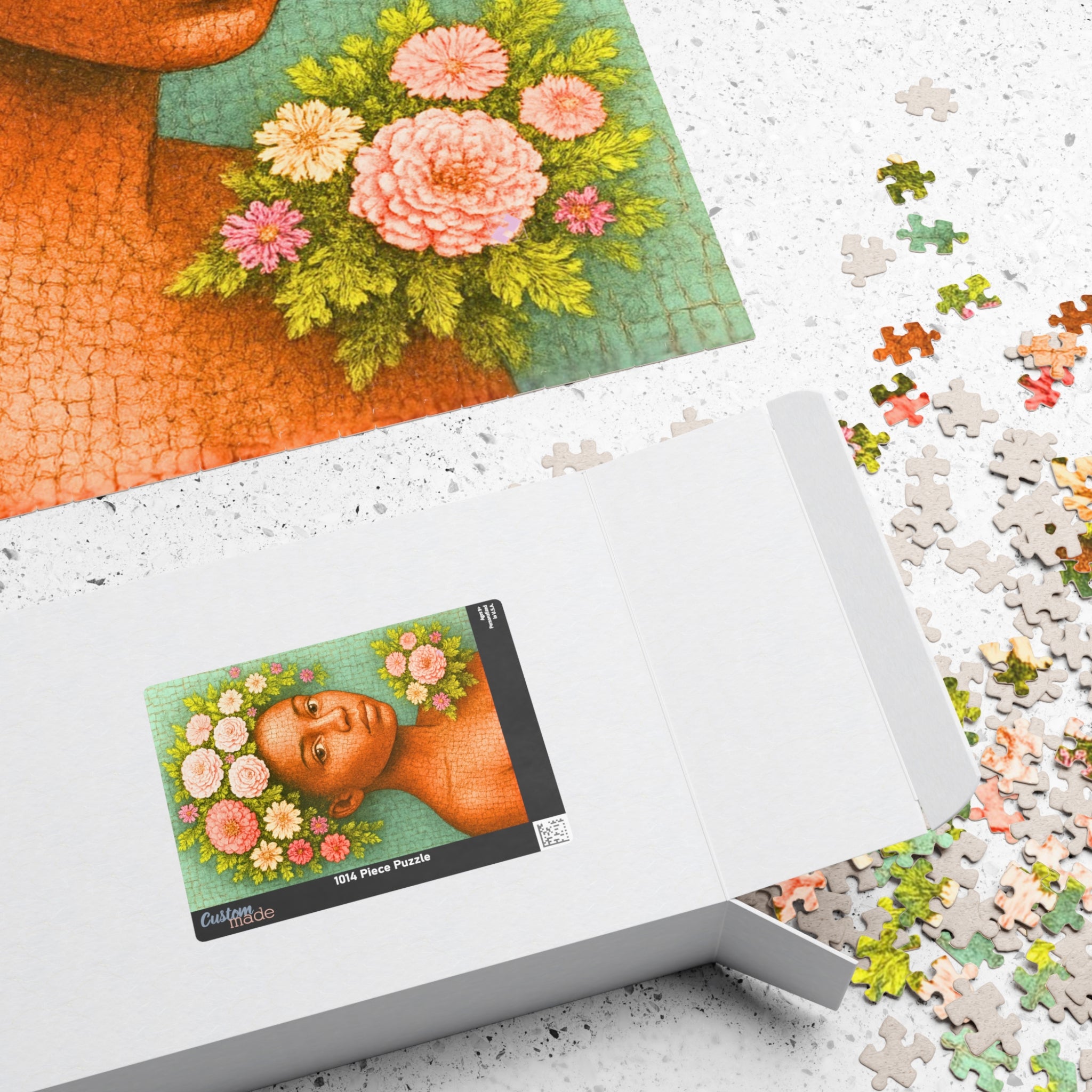 Floral Portrait Puzzle 500 or 1000 Piece Artistic Woman Puzzle, Botanical Art Puzzle, Gift for Adults Black Art Puzzle